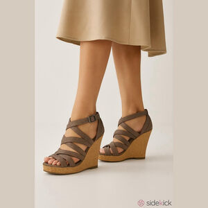 Tory Burch Taupe Braided Strappy Cork Wedge Sandals Resort Boho Utility Sz 6.5
